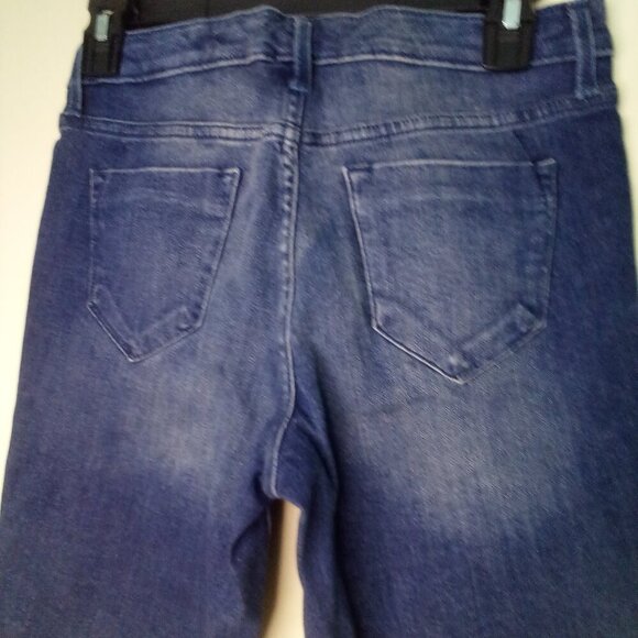 Mossimo Bermuda Shorts Women 00 Mid-Rise Power Stretch Roll Hem Denim Blue - Picture 14 of 15